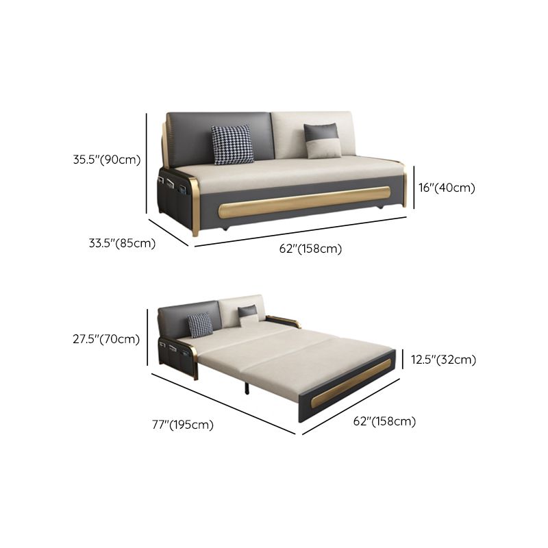 33" Wide Glam Futon Sofa Bed White Futon Sleeper Sofa with Storage