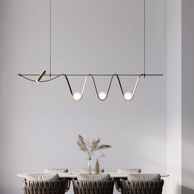 Black Metal Appeding Biling Light LED Linear Linear Lampade per isola per sala da pranzo