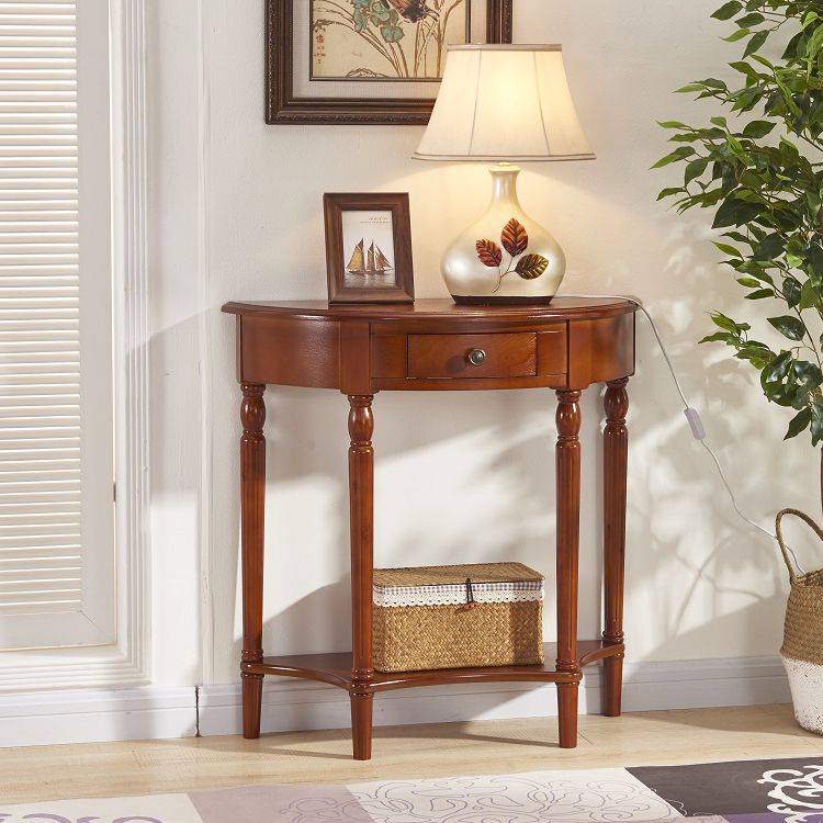 4 Legs Mid-Century Modern Wood Console Table with Single Drawer