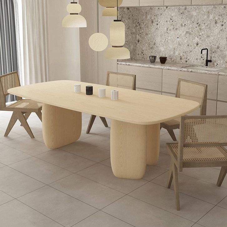 Industrial Solid Wood Dining Table Rectangle Kitchen Table with 3 Legs