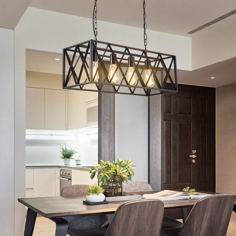 Industrial Island Pendant Lights Metal Multiple-Light Island Pendant Lighting