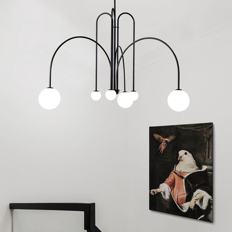 Moderne stijl bolvormige tint tak hangend licht glas multi -light kroonluchter