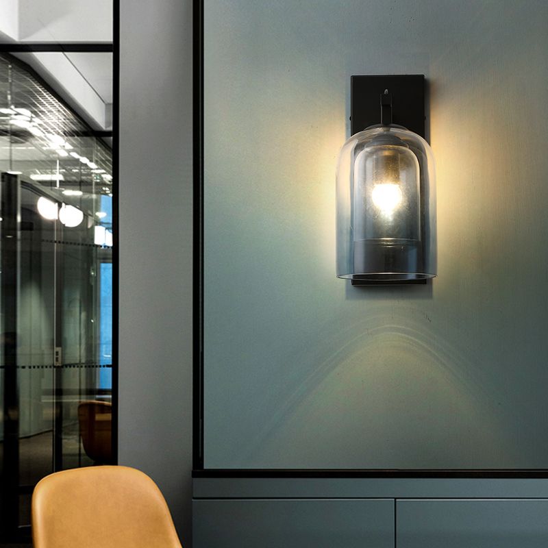 Cylinder Shape Glass Vanity Lamp Industrial Style 1 Light Vanity Light Fixture