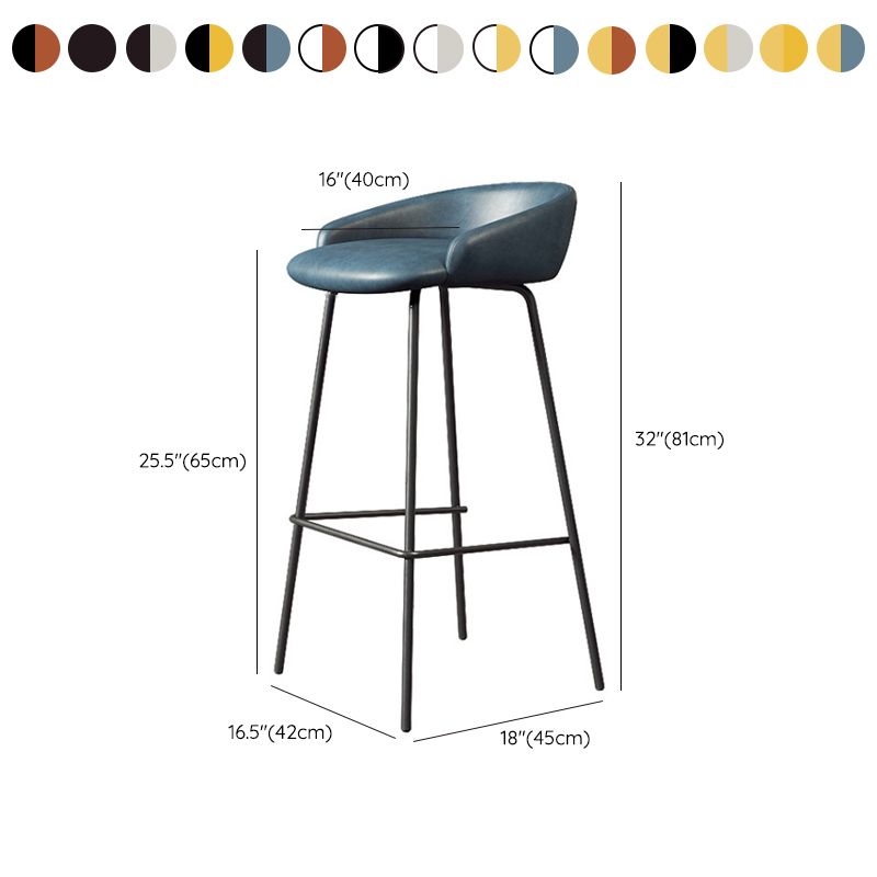 Modern Armless Backrest Counter Stool Iron Bar Stool with Cushion for Milk Tea Shop