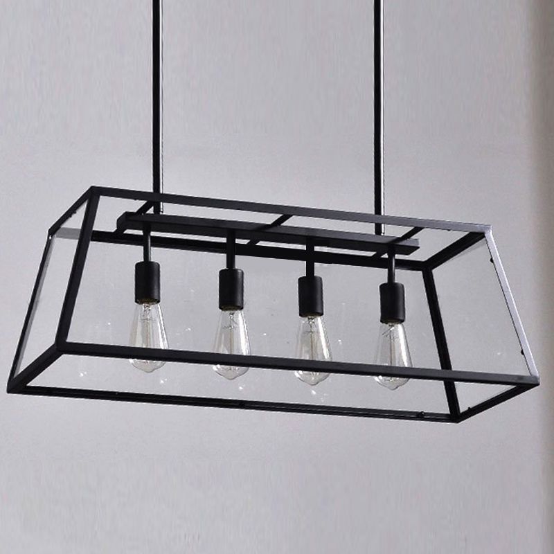 Vetro 4 luci isola a ciondolo luci trapezoids industrial isola lampade per bar