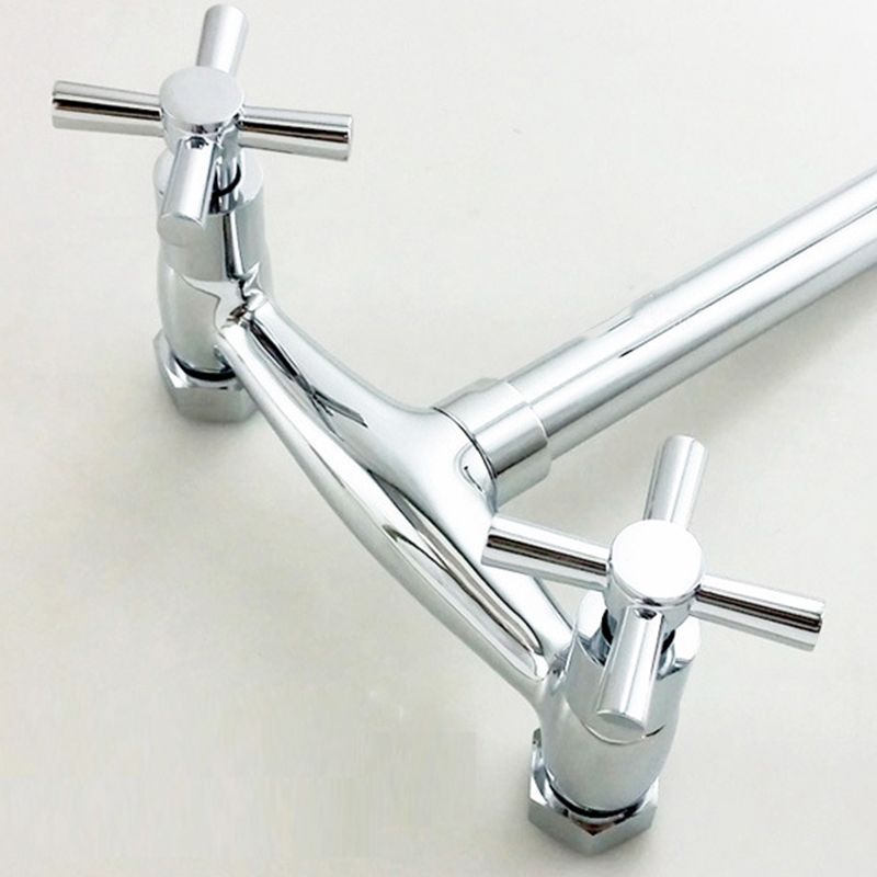 Modern 2-Handle Bathroom Sink Faucet 3 Hole Wall Mounted Bathroom Faucet with High-Arc