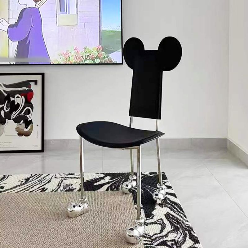 Modern Dining Chair Leather Open Back Side Chair with Stainless Steel Base