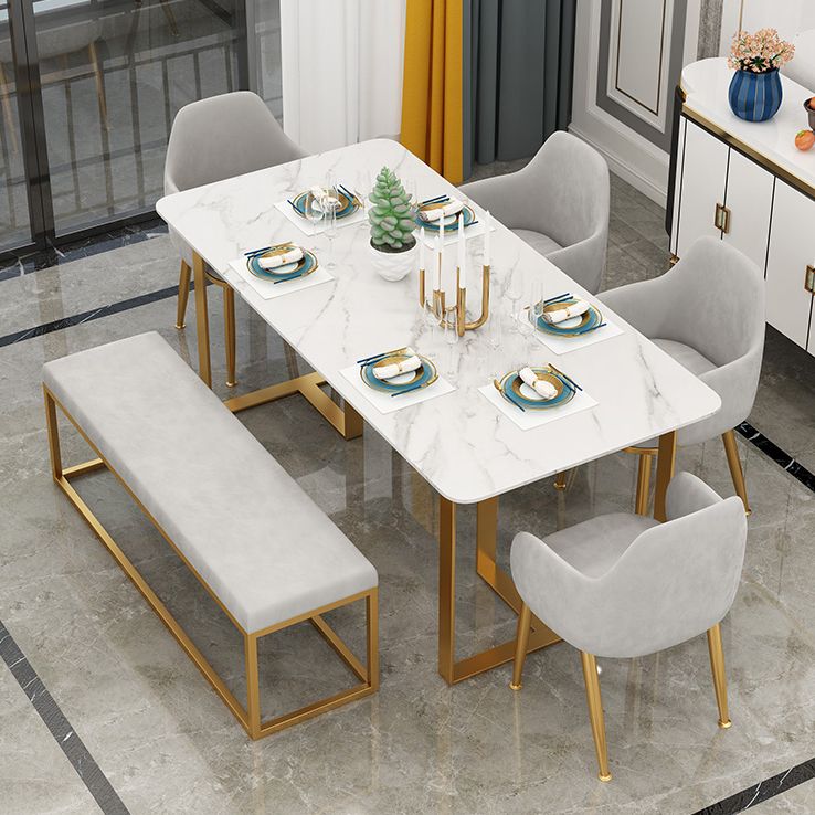 Iron and Slate Table Glam Style Home Living Room Rectangular Dining Table