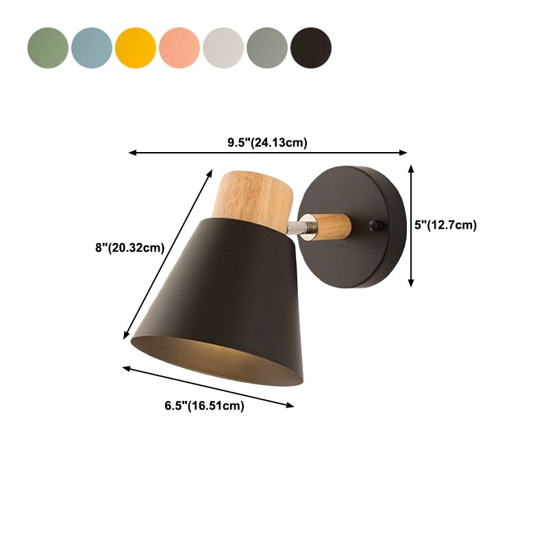 Modernism Metal Shaded Wall Light Polish Finish Wood Lighting for Room