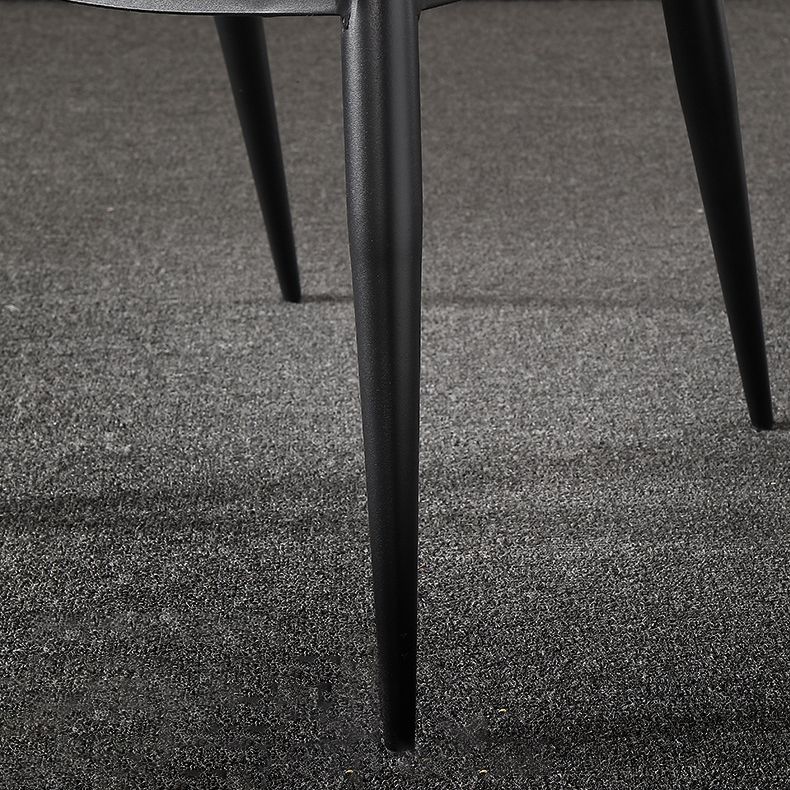 Minimalist Black Solid Back Dining Side Chair Metal Upholstered Dining Side Chair