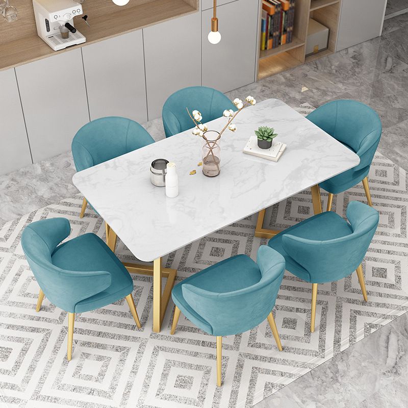 Rectangle Top Dining Table Traditional Luxury Table with Sled Base in Gold