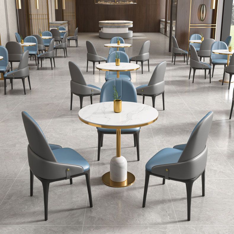 Glam Style Faux Marble Dining Set Round 1/4/5 Pieces Dining Set