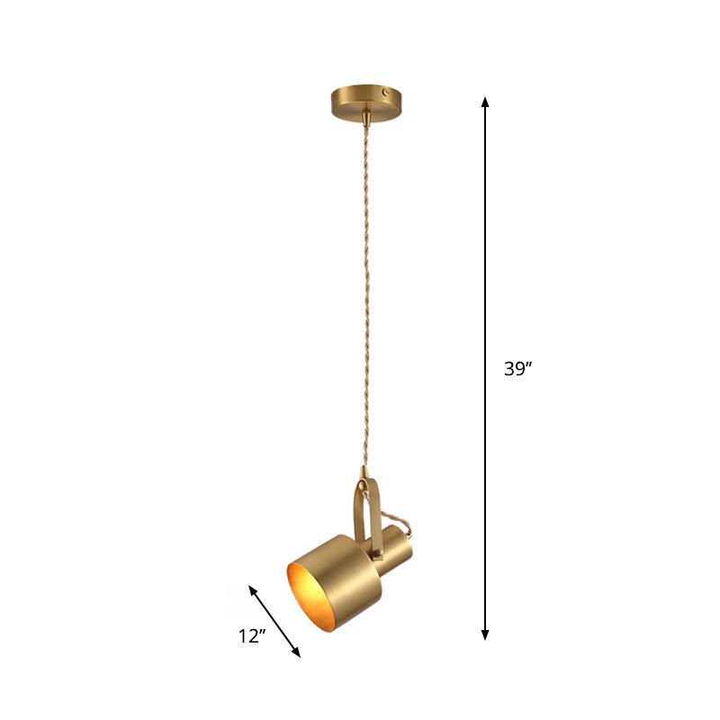 Brass Rotating Torch Pendant Lighting Postmodern 1 Head Metal Hanging Ceiling Light for Living Room