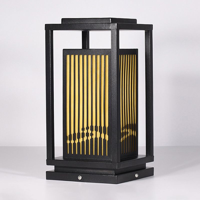 Rectangle Pillar Lamp Modern Metal Outdoor Waterproof Light in Black