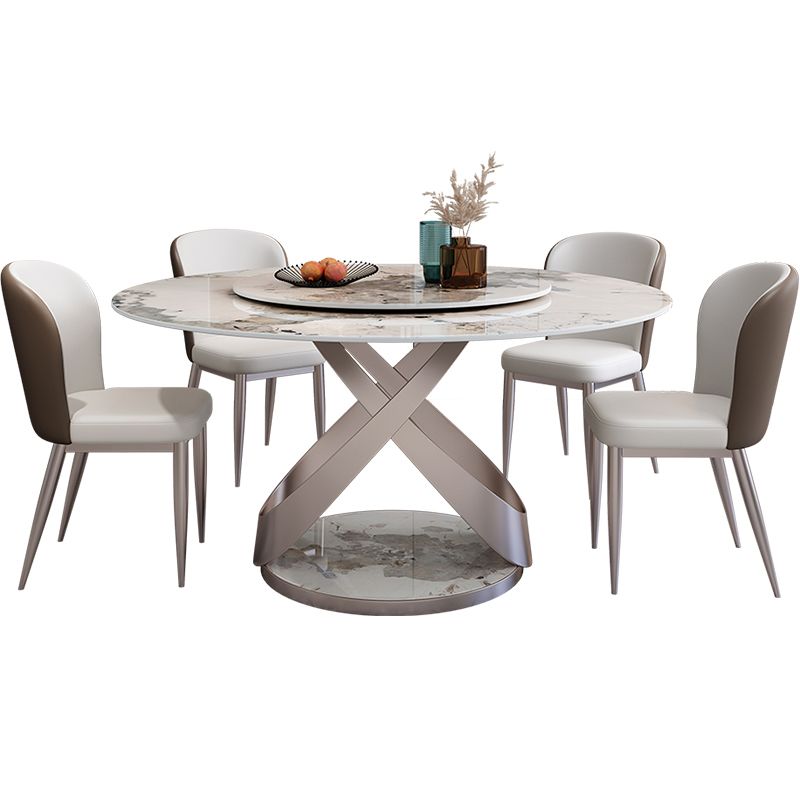 Sintered Stone Dining Table Set 1/4/5/7 Pcs Round Dining Table and Upholstered Chairs
