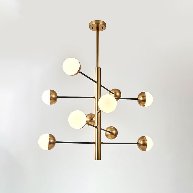 Luce a soffitto a 10 luci, tonalità in vetro smerigliato, a spirale con altezza regolabile