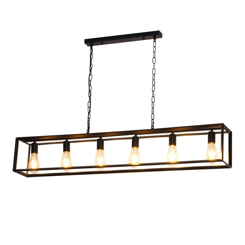 Éclairage d'îlot de cuisine industrielle Rectangle Metal Island Chandelier