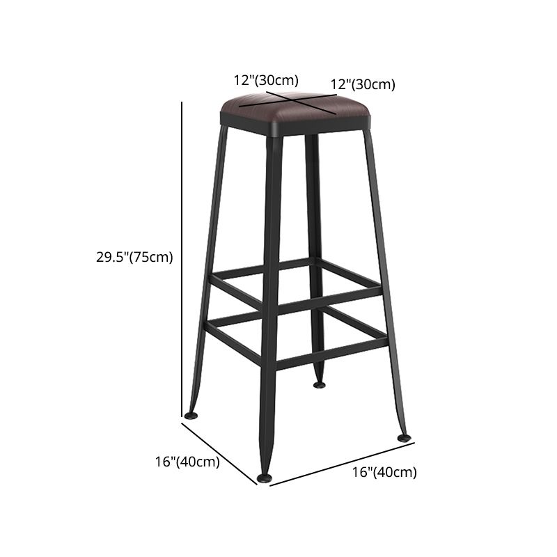 Taburete de bar interior de madera maciza de metal contemporáneo con respaldo