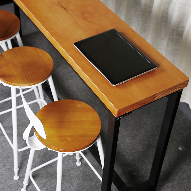 Industrial Style Bar Table Rectangle Solid Wood Pub Bar Table in Brown