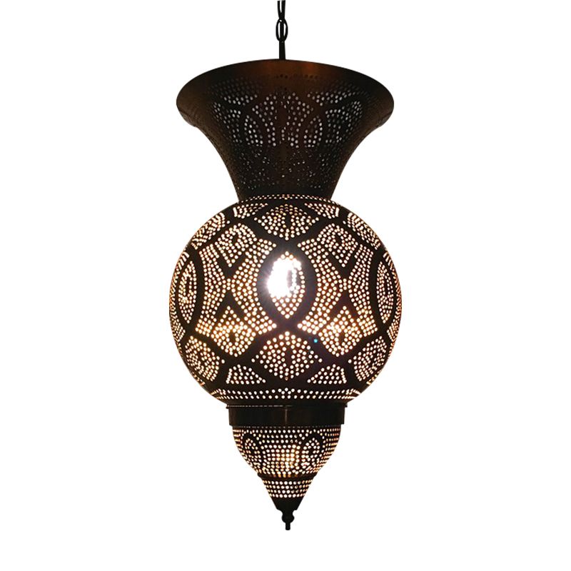 Mémoire en laiton et vase / capsule 1 tête de plafond arabe plafond avec motif ovale / spot / double anneau