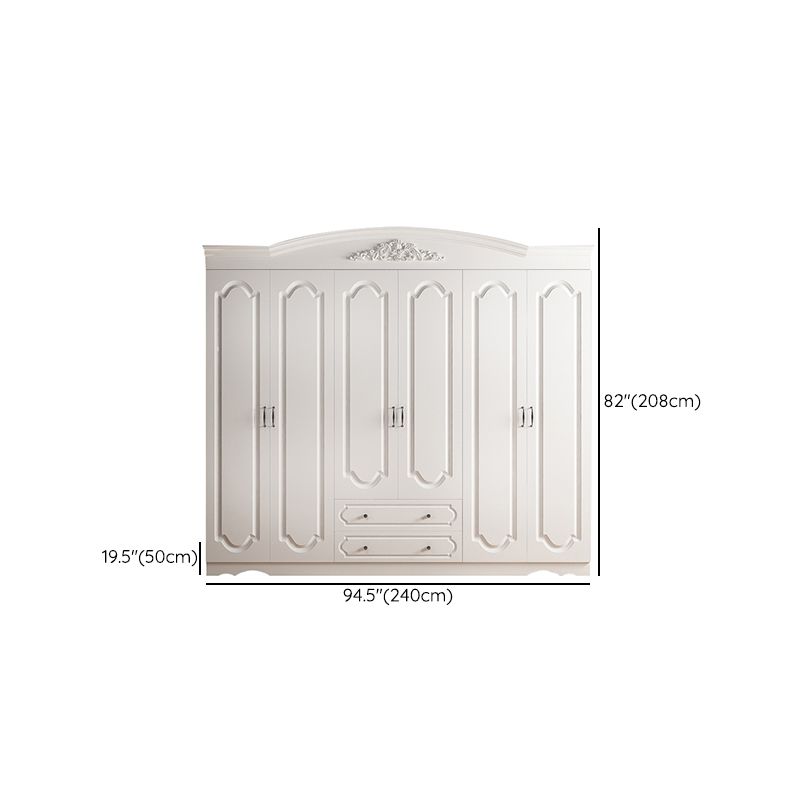 Engineered Wood Cabinet with 2 Drawers French Country White Wardrobe for Home