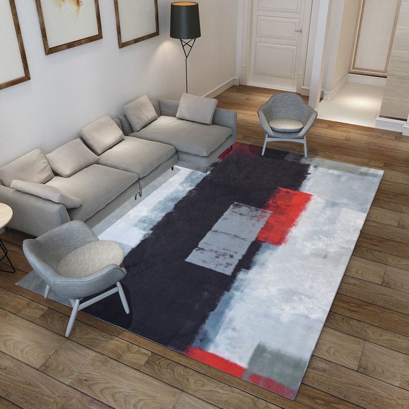Tapis de couleur en polyester moderne noir