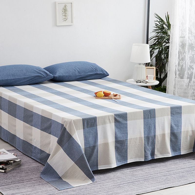 100 Cotton Sheet Set Checkered and Solid Color1or 2 Piece Bed Sheet