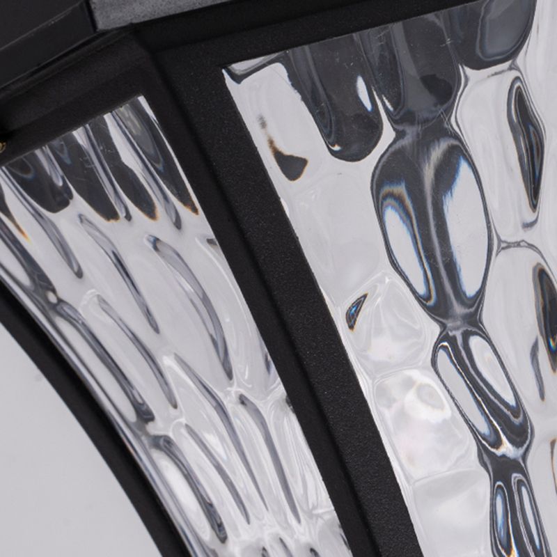 LED Black Pillar Lamp Waterproof Outdoor Light with Glass Shade for Garden