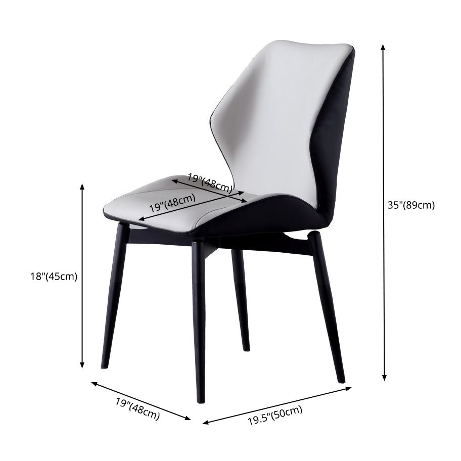 Contemporary Kitchen Dining Side Chair Wingback Parsons Chair with Carbon Steel Legs