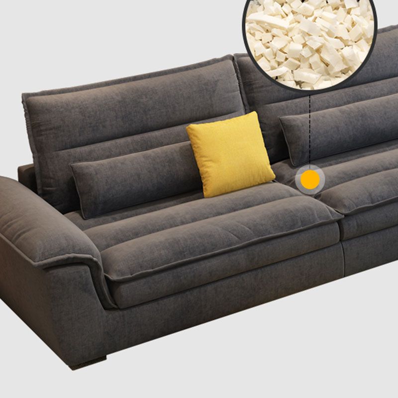 Stain Resistant Stationary Living Room Flared Arm Gray Pillows Sofa