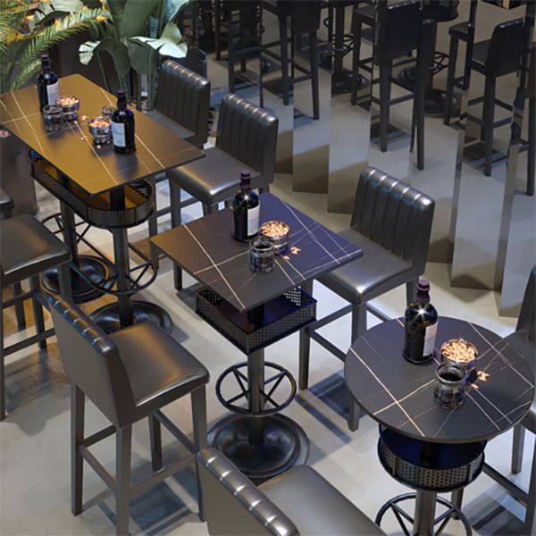 Industrial Style Bar Height Table Cafe Bar Dining Table with Storage