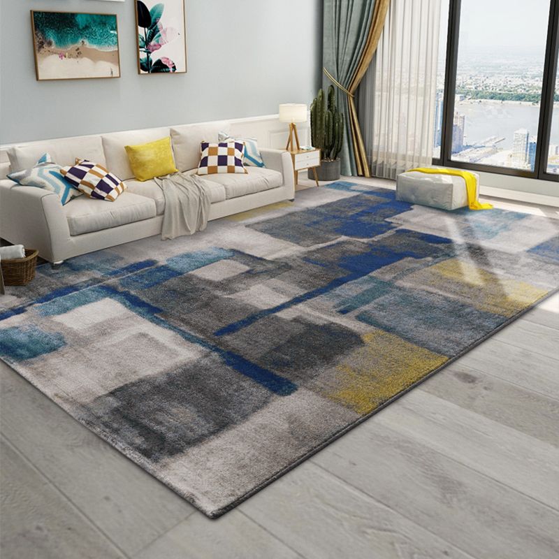 Multi-Colored Abstract Rug Polypropylene Creative Area Rug Pet Friendly Washable Easy Care Carpet for Bedroom
