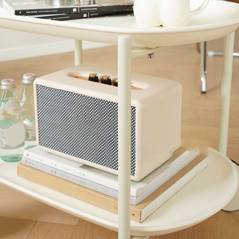 Elliptical Tray Top End Table 25.4" Tall 2-Tier Side Table with Casters
