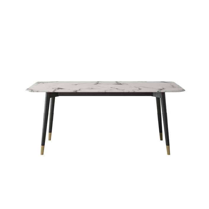 Mid-Century Rectangle Dining Table Stone Dining Table with 4 Legs