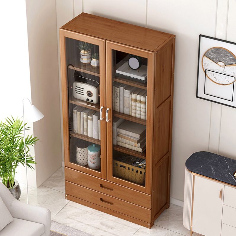 Wooden Standard Bookcase Modern Style Closed Back Bookshelf with Drawer Storage