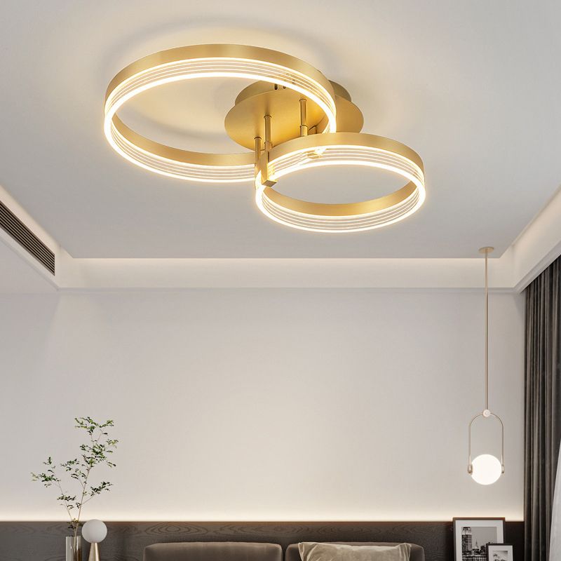 Geometric Flush Mount Light Fixture Modern Metal Flush Light in Gold