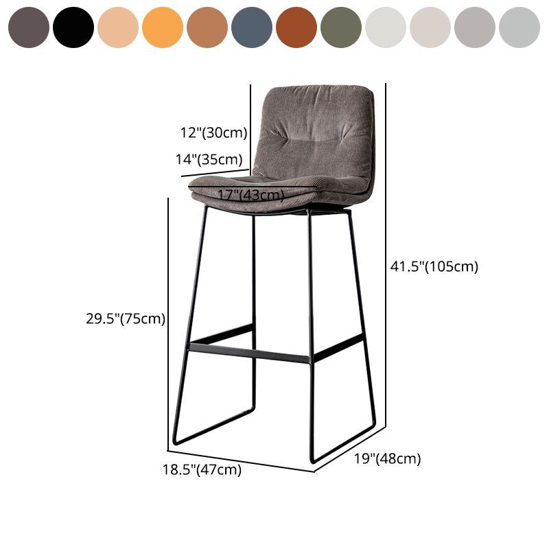 Scandinavian Low Back Home Stool Matte Finish Upholstered Barstool