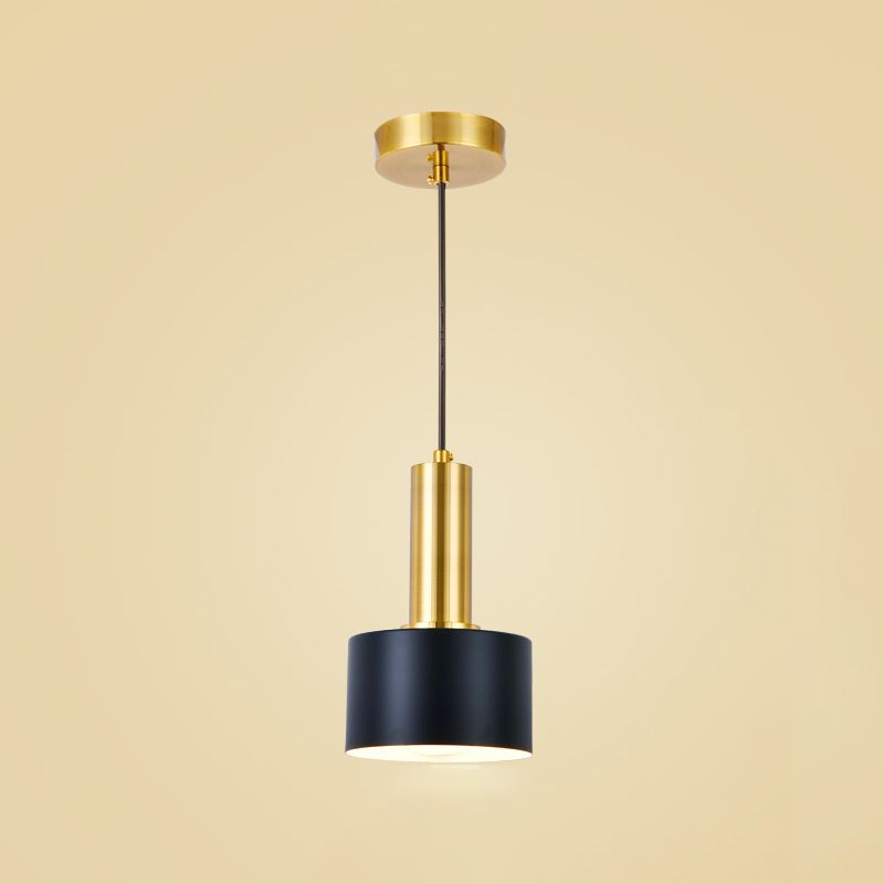 Modern Artistic Cylindrical Pendant Light Electroplate Iron Hanging Lamp for Dining Room