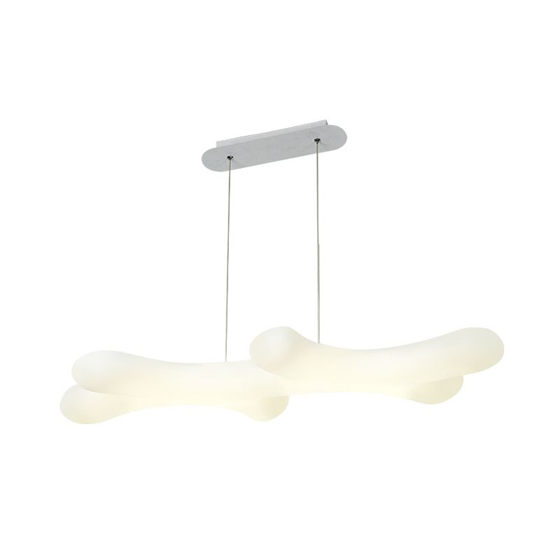 Kid Dog Bones Island Pendant Plastic 2-Light Kindergarten LED Hanging Light Kit in White