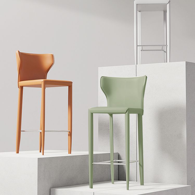 Contemporary Faux Leather 39-inch Bar Stools with Metal Base