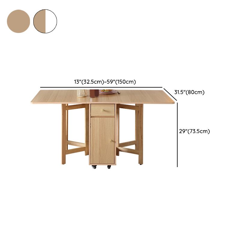 Modern Rectangle Dining Table Wood Drop Leaf Folding for Dining Room