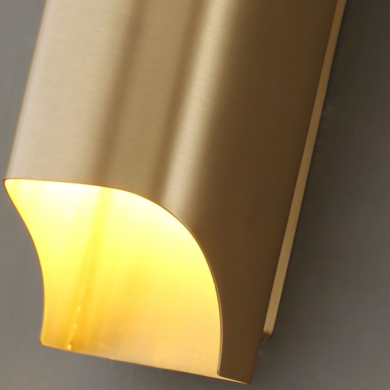 Gold Contemporary Metal Wall Lighting 1-Light Squared Sconce Light for Bedroom