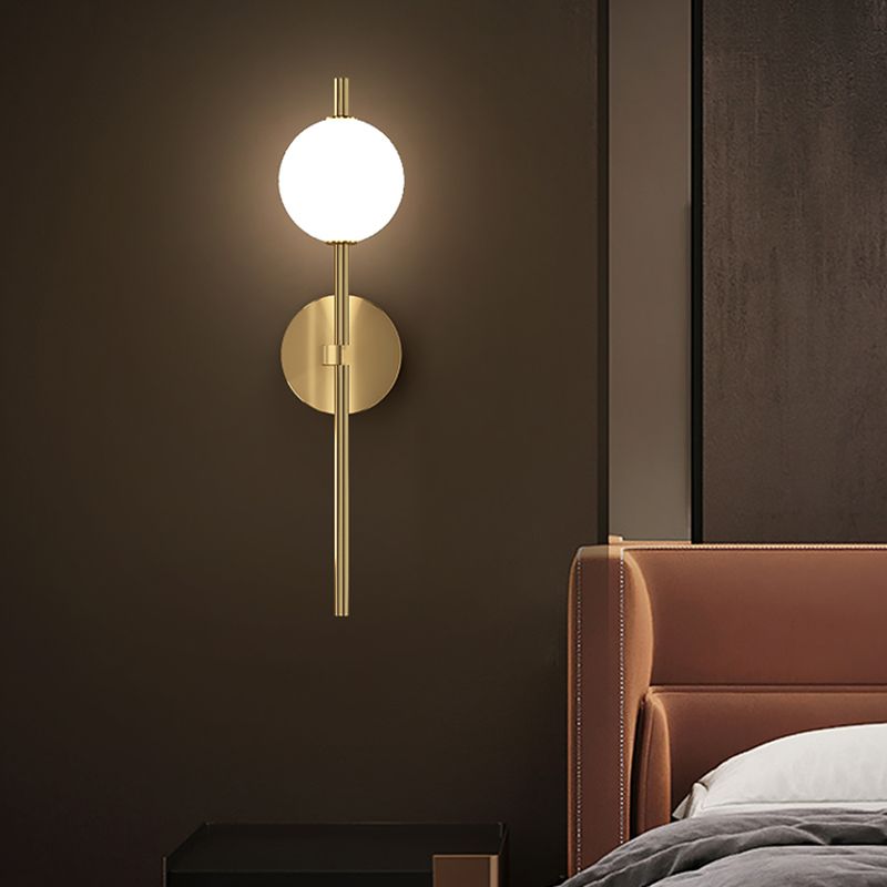 Copper Gold LED Wall Sconce in Modern Minimalist Style Globe Glass Wall Lamp for Living Room