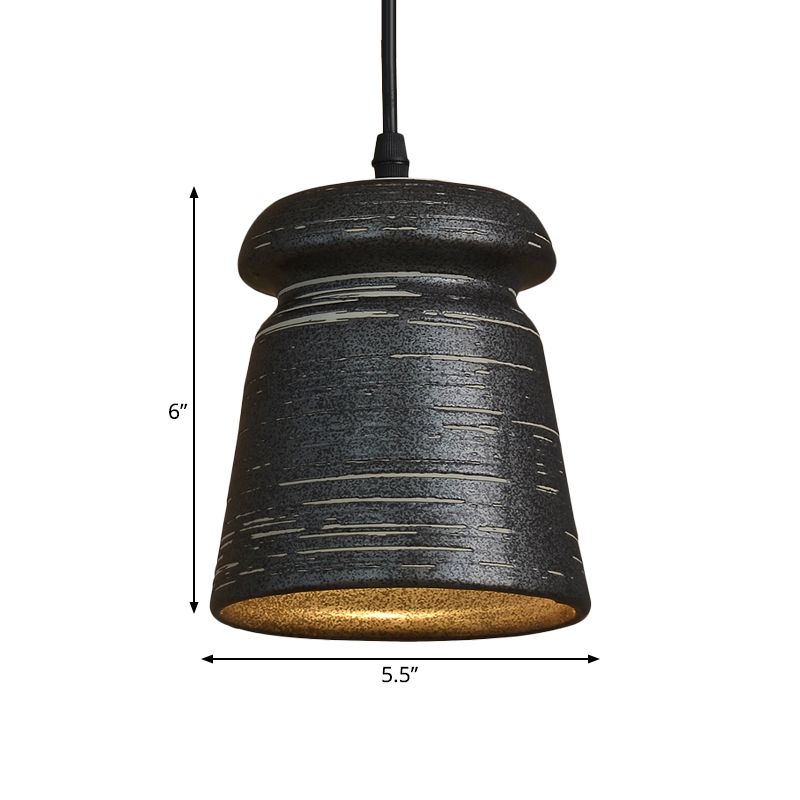 1-Kopf-Zylinder/Urne hängende Anhänger Industrial Style Schwarz Keramik-Federung Licht für das Restaurant