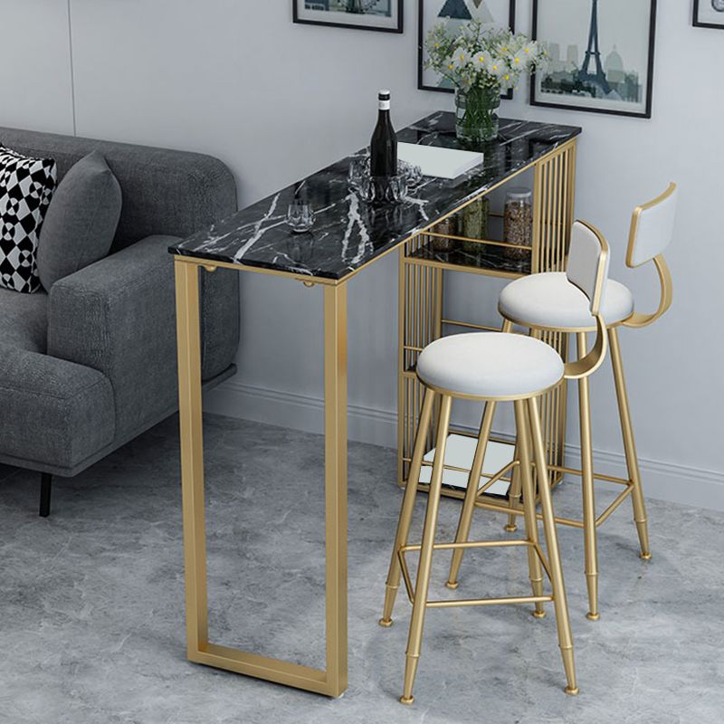 Glam Backrest Bar Stool Gold Metal Dining Stool with Cushion