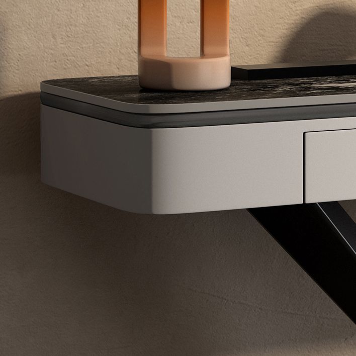 Glam Rectangle Accent Table Stone Sofa Console Table for Hall