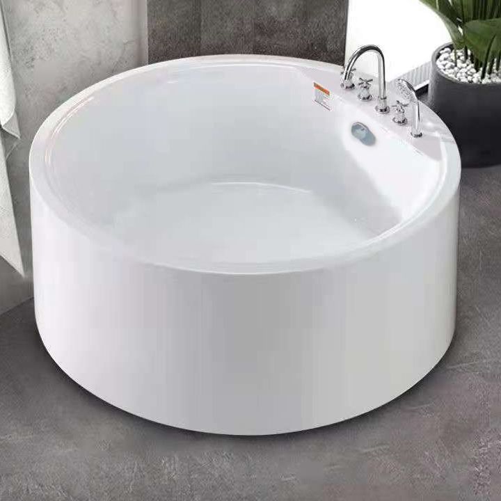 Modern Acrylic Round Bath Freestanding Soaking 22.05-inch Tall Tub in White