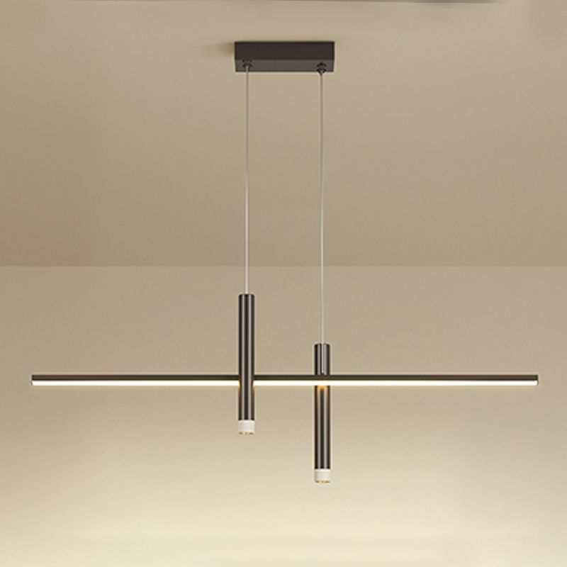 Luci a ciondolo dell'isola lineare contemporanea Metal 3 Lights Freepurs