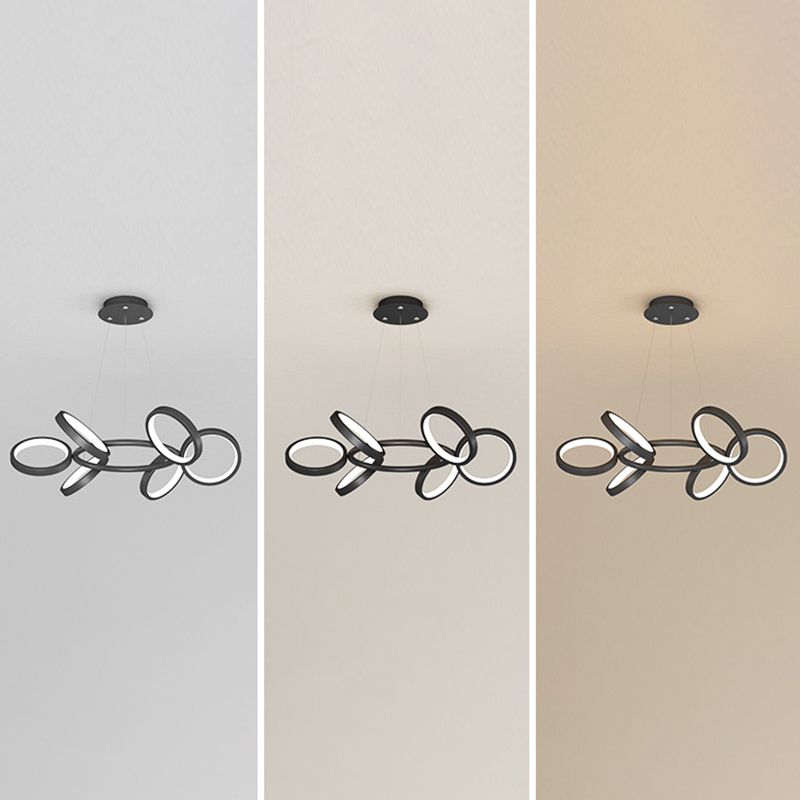 Simplicidad La lámpara LED en forma de anillo en forma de anillo de metal sala de estar colgante de la lámpara