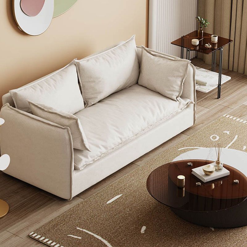 White Stationary Sofa Modern Square Arm Sofa for Living Room